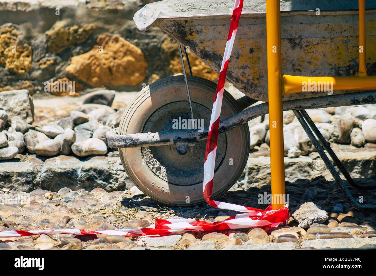 Carmona Spain July 15, 2021 Public works in the streets of Carmona to