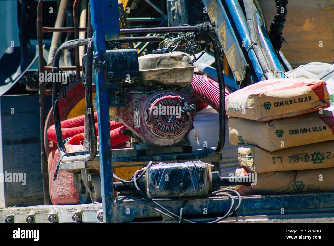 Carmona Spain July 15, 2021 Public works in the streets of Carmona to