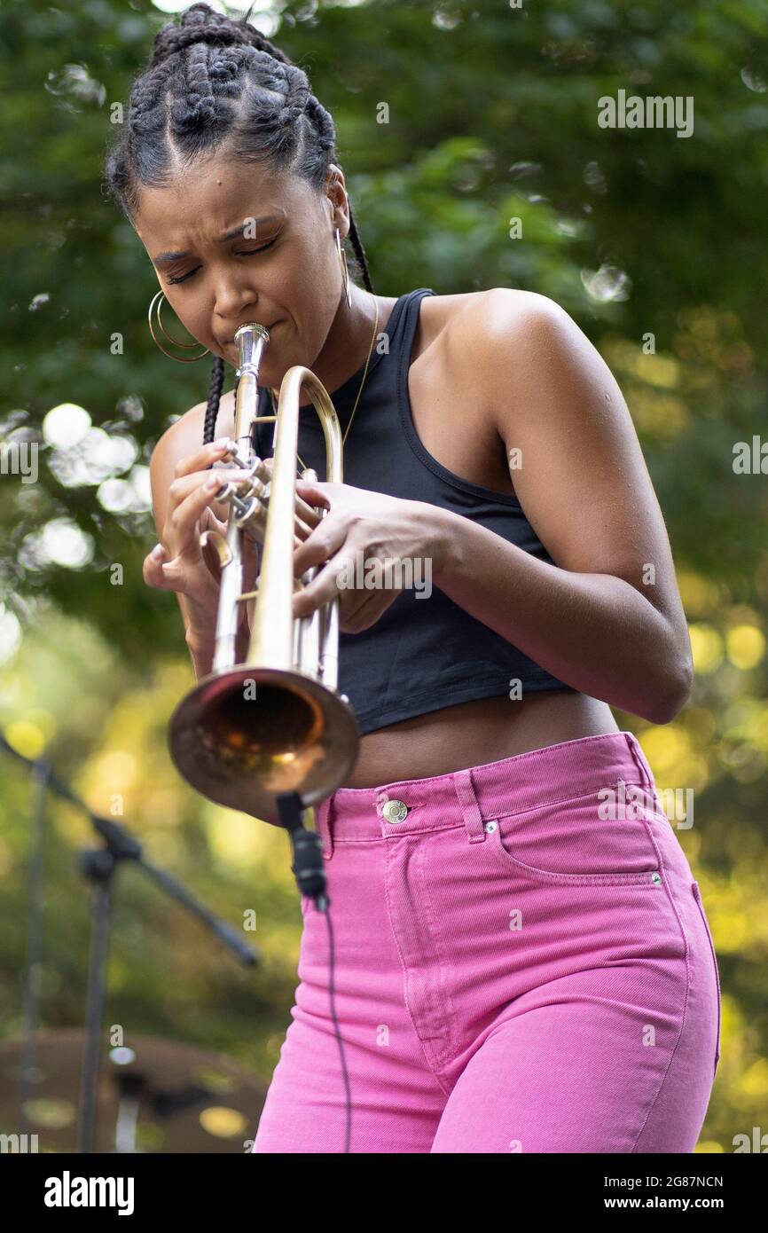 Madrid, Spain. 17th July, 2021. Portuguese musician Jessica Pina Trio  performs Jazz in Palacio Real 2021. Credit: SOPA Images Limited/Alamy Live  News Stock Photo - Alamy