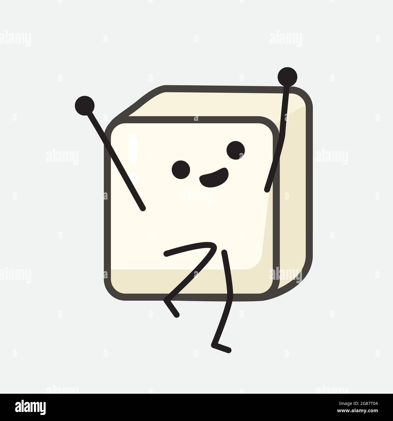Vector Illustration of Tofu Character with cute face and simple body