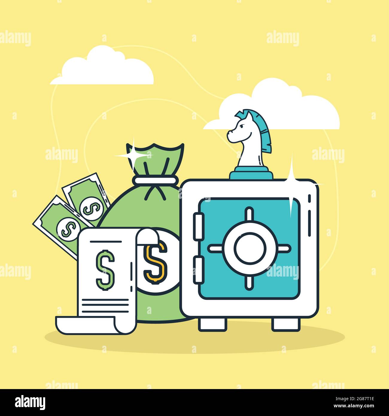 safe box with bills and coins, saving money Stock Vector Image & Art ...