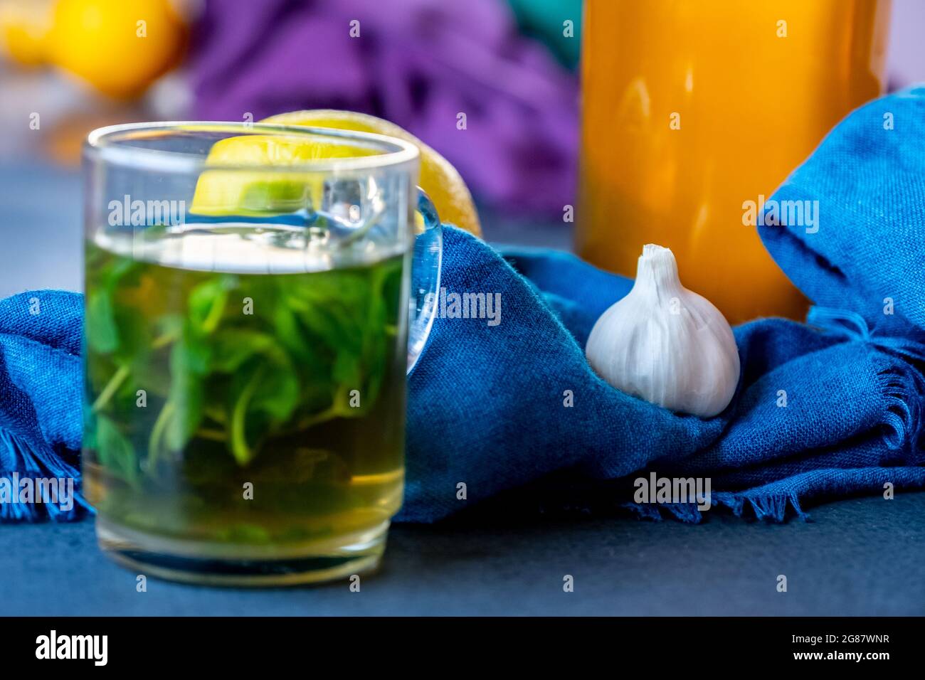 healthy honey with herbs, ginger, garlic and lemon Stock Photo Alamy
