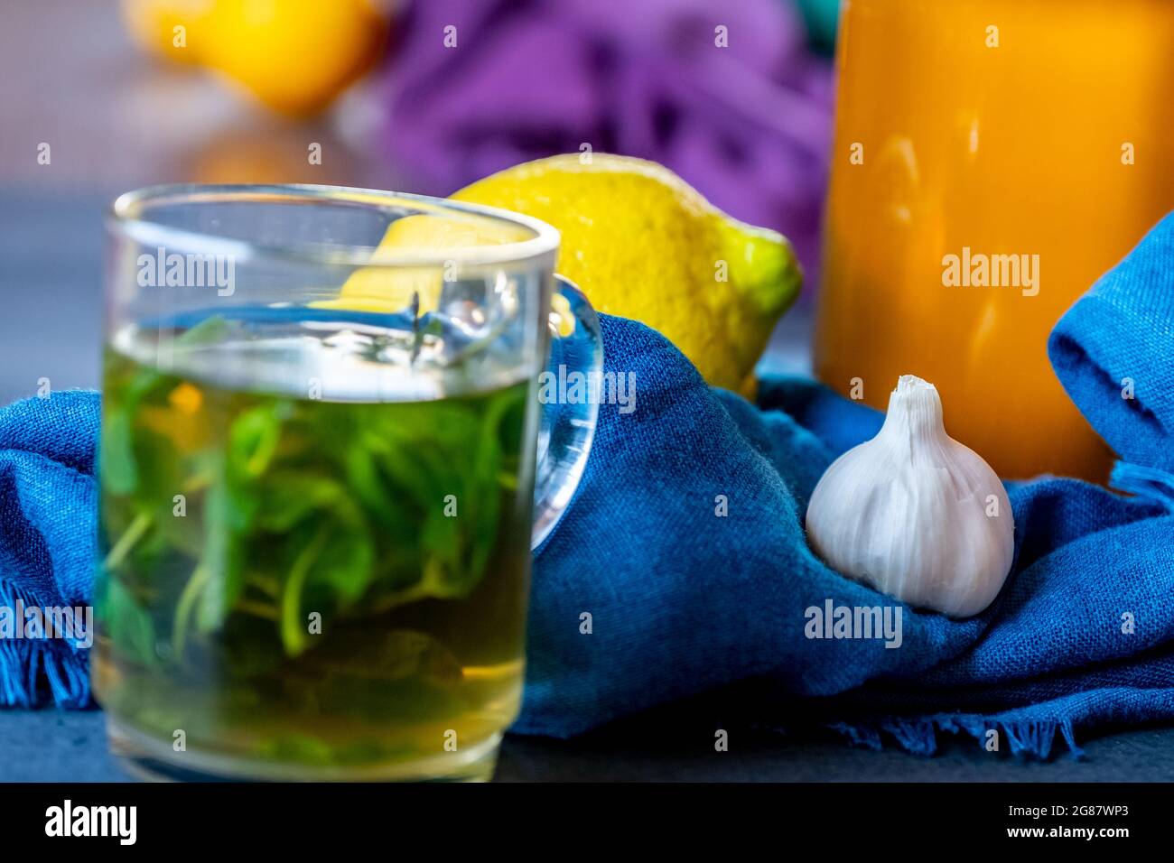 healthy honey with herbs, ginger, garlic and lemon Stock Photo Alamy
