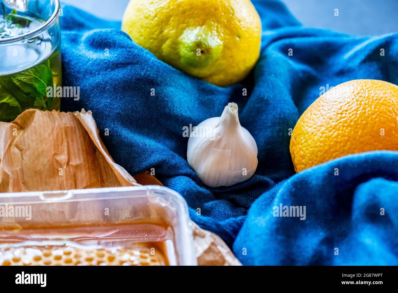 healthy honey with herbs, ginger, garlic and lemon Stock Photo Alamy