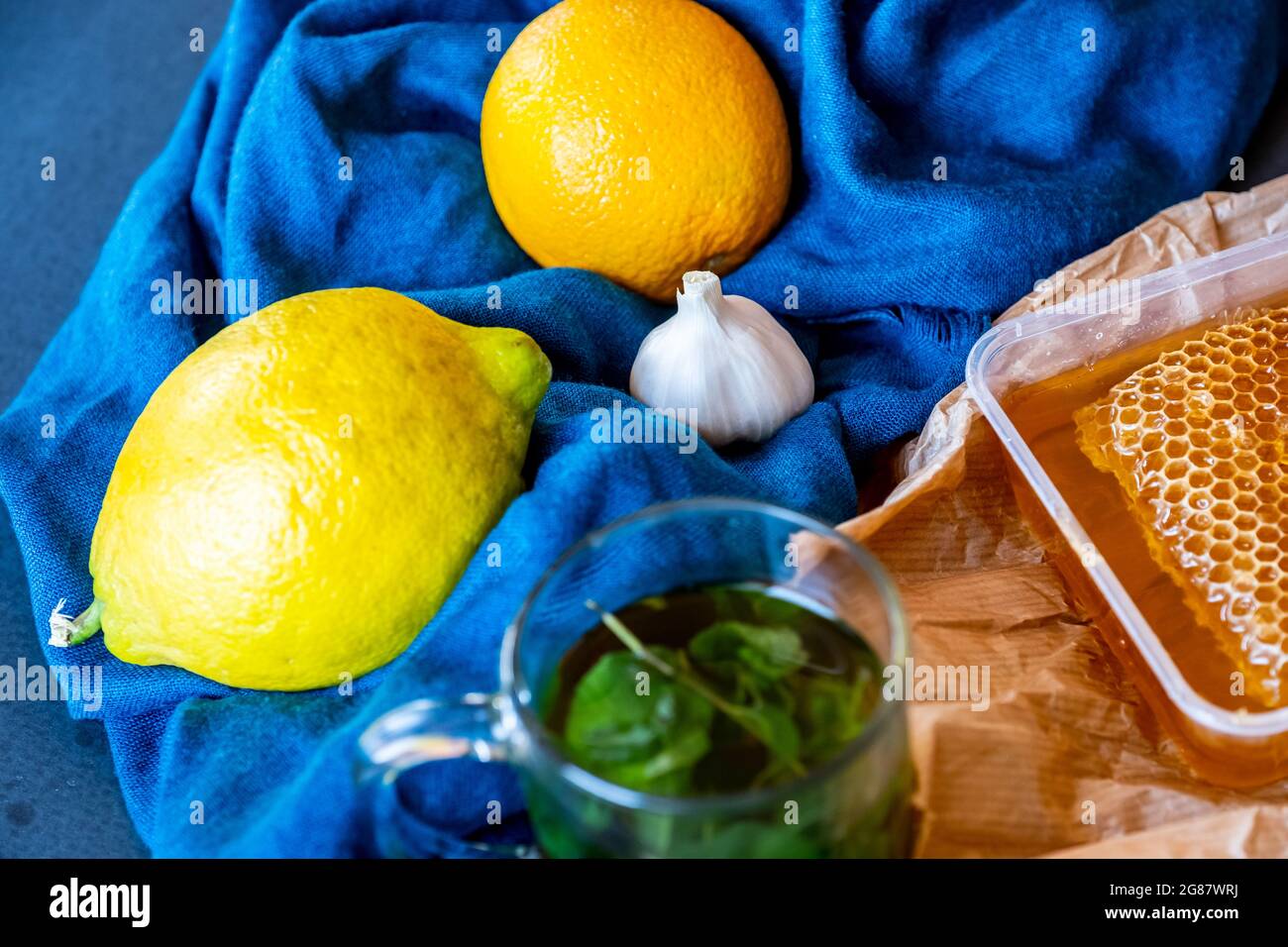 healthy honey with herbs, ginger, garlic and lemon Stock Photo Alamy