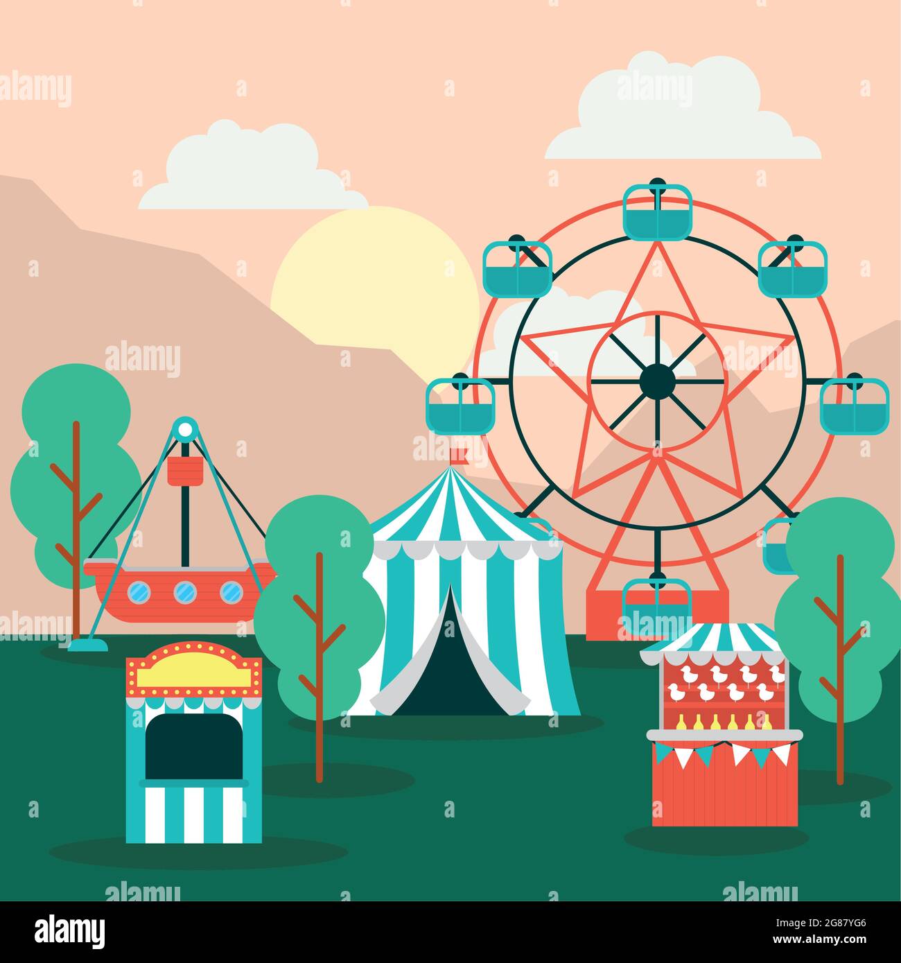 amusement park scene with circus tent Stock Vector Image & Art - Alamy