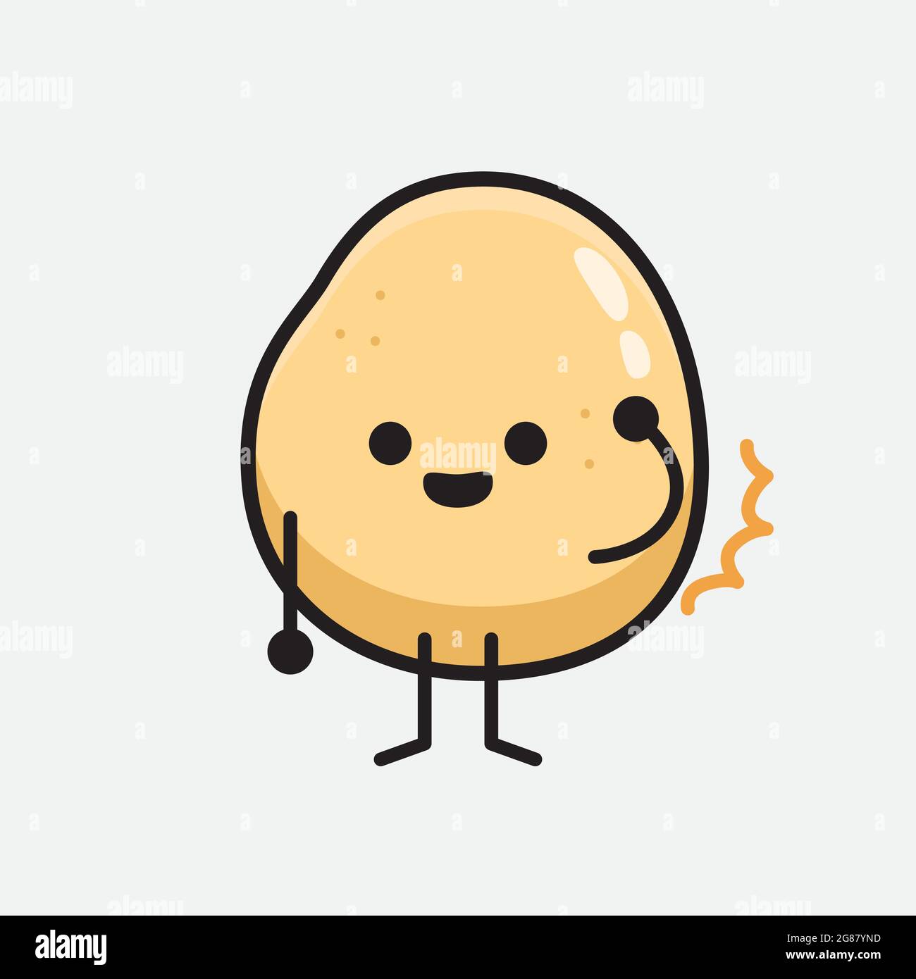 Vector Illustration of Potato Character with cute face and simple body line drawing on isolated