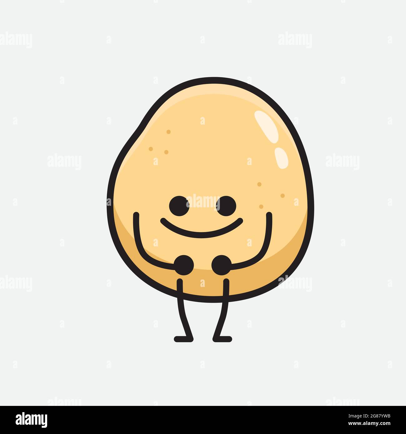 Vector Illustration of Potato Character with cute face and simple body line drawing on isolated