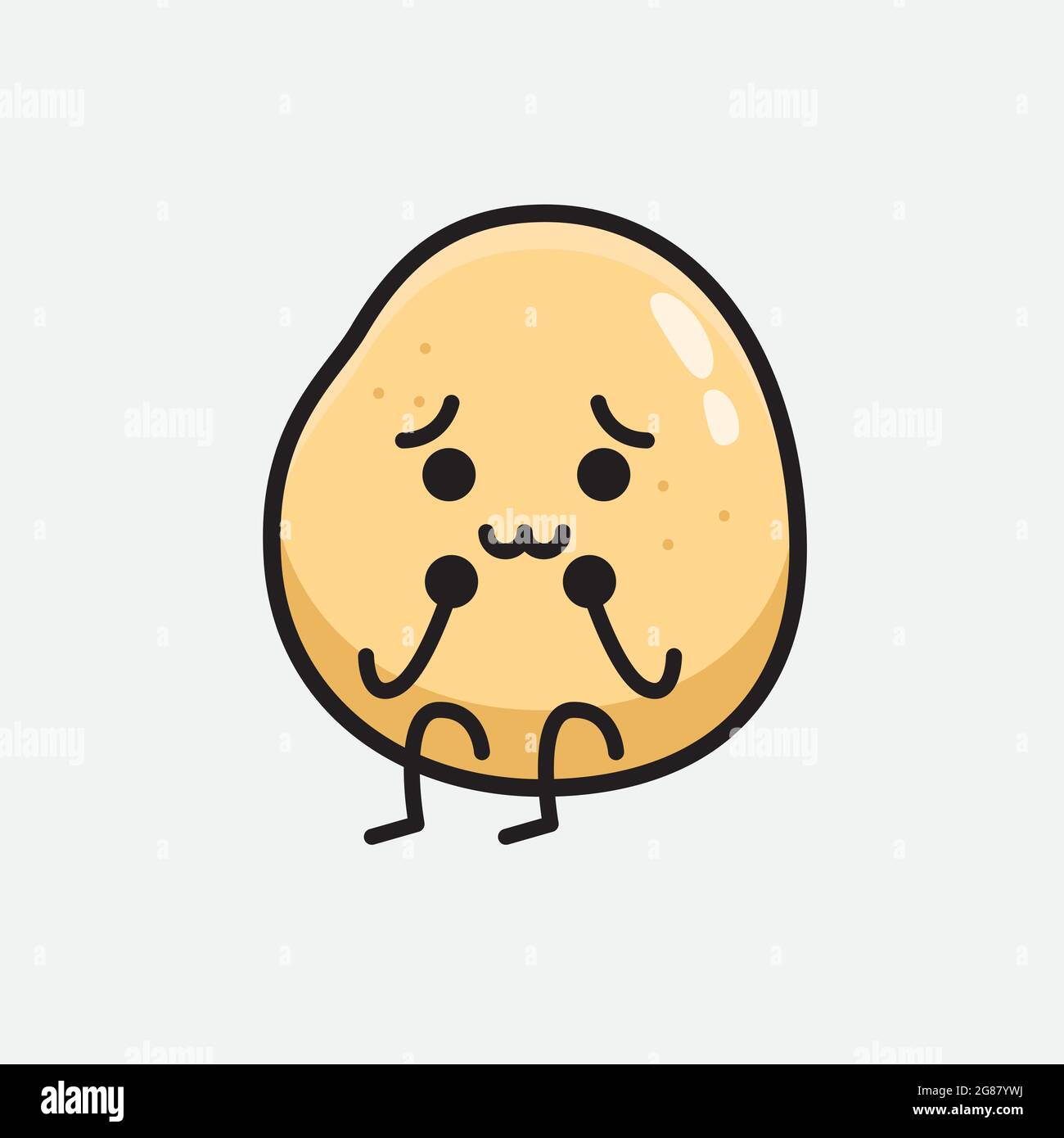 Vector Illustration of Potato Character with cute face and simple body line drawing on isolated