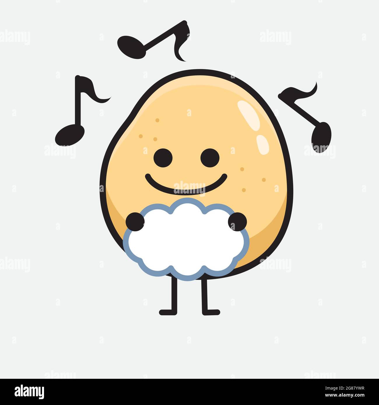 Vector Illustration of Potato Character with cute face and simple body line drawing on isolated