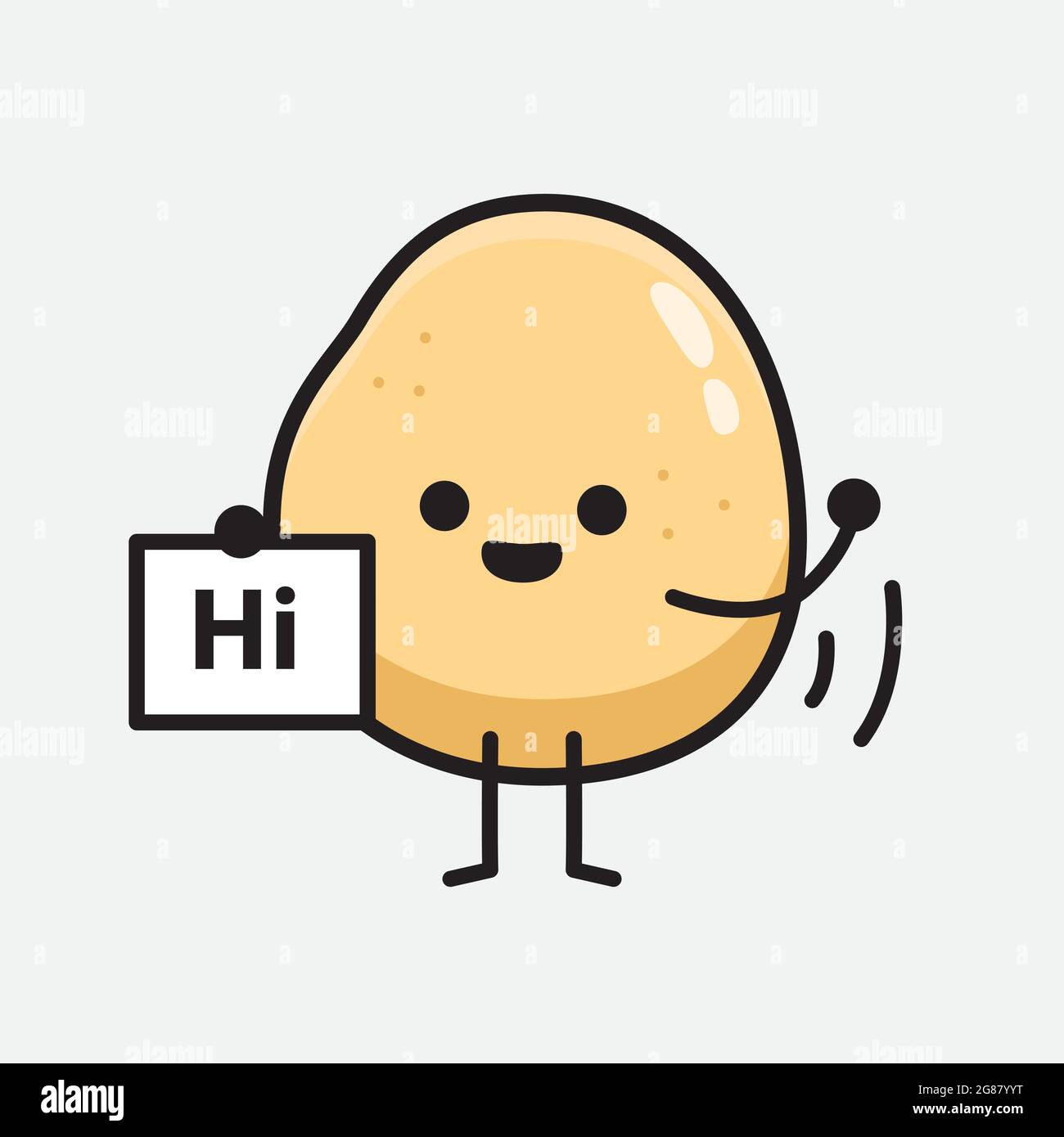 Vector Illustration of Potato Character with cute face and simple body line drawing on isolated