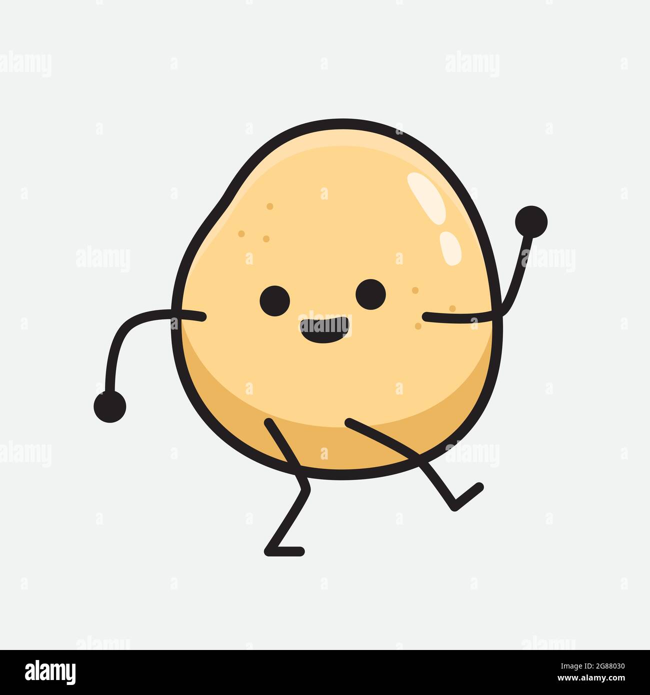 Vector Illustration of Potato Character with cute face and simple body line drawing on isolated