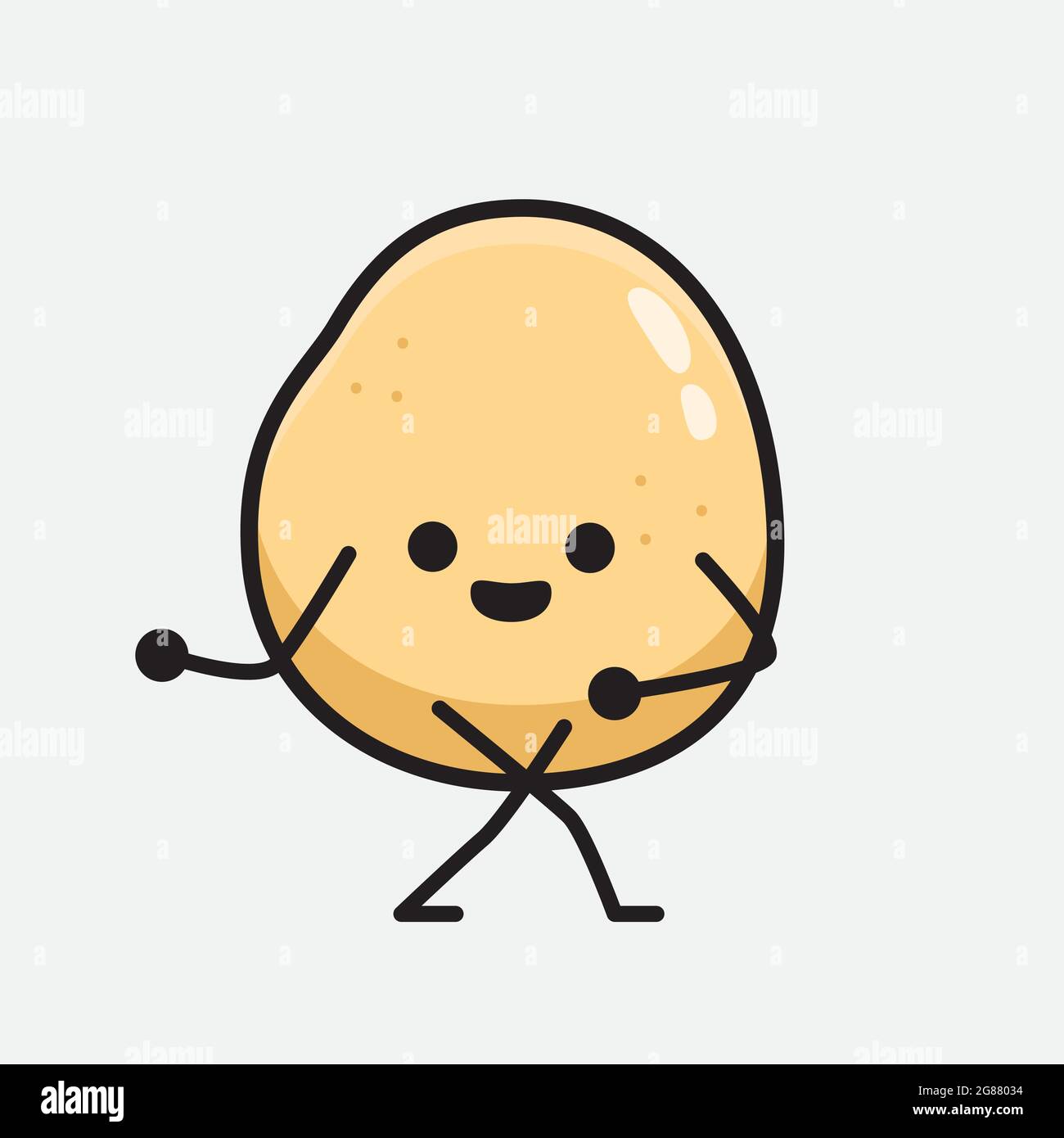 Vector Illustration of Potato Character with cute face and simple body line drawing on isolated