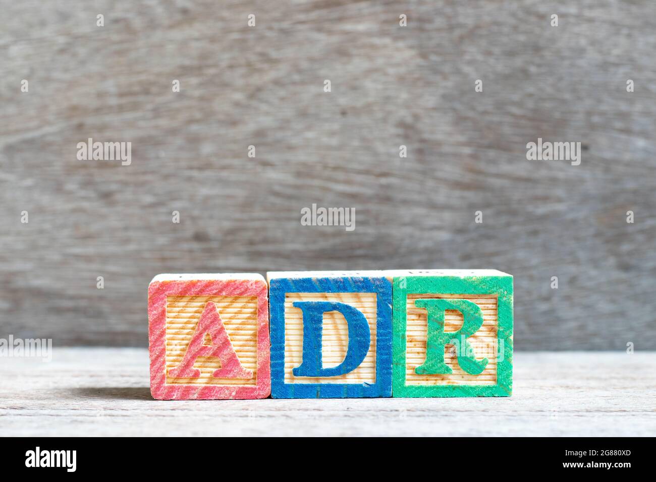 Color Letter Block In Word ADR Abbreviation Of Adverse Drug Reaction On Wood Background Stock 