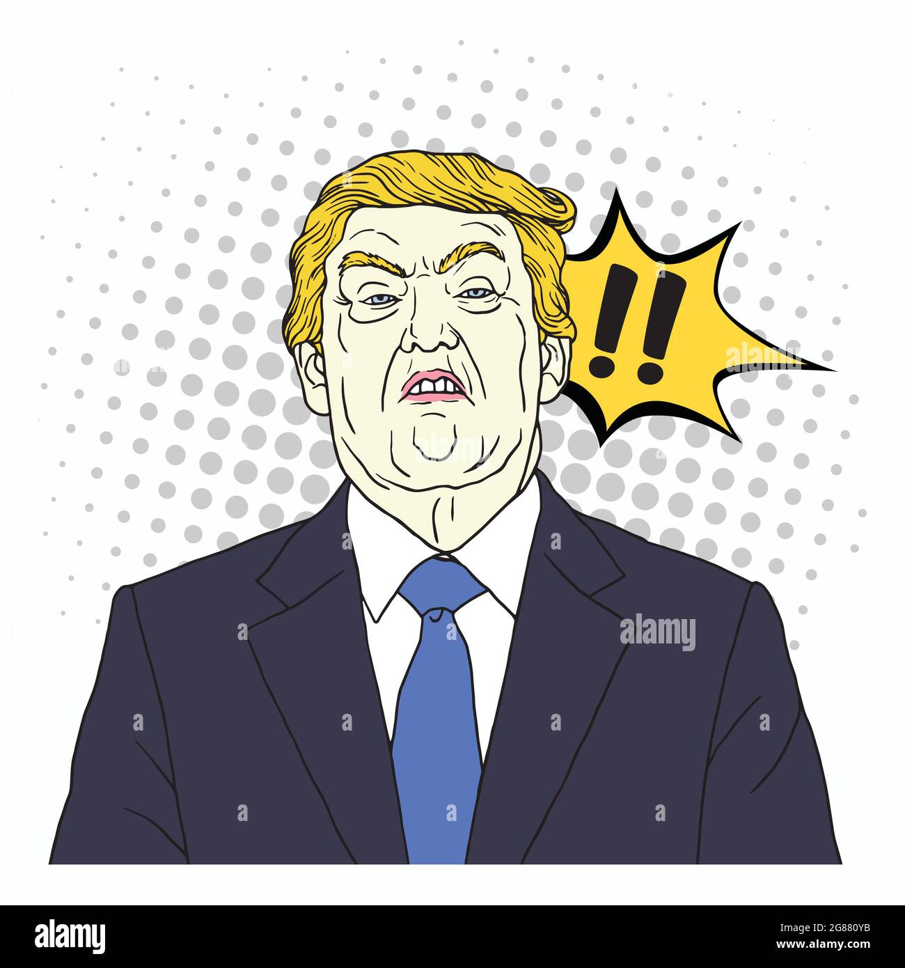 Donald Trump Cartoon Shouting. Vector Pop Art Comics Style Illustration Stock Vector