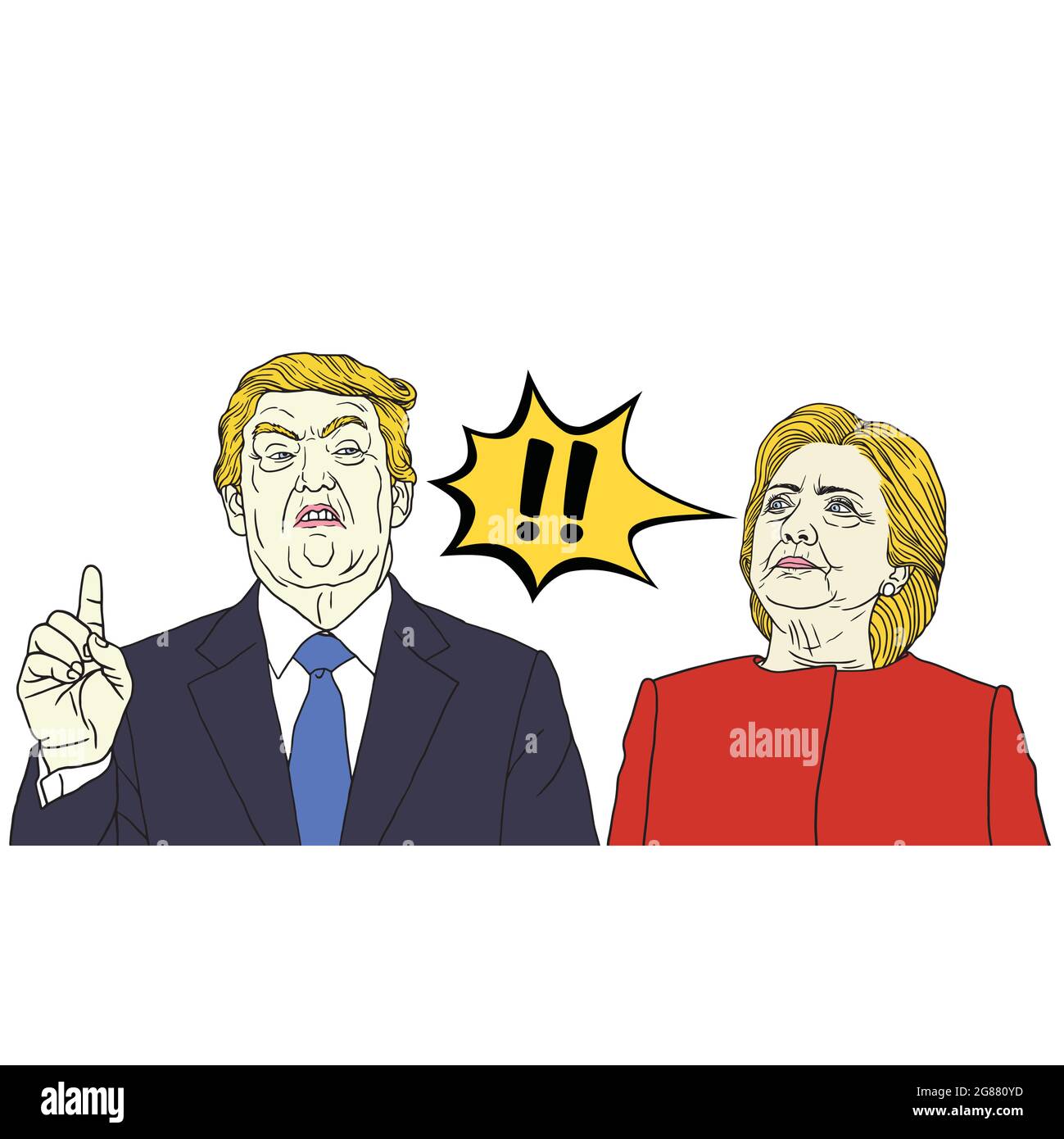 Donald Trump Vs Hillary Clinton. Cartoon Pop Art Vector Illustration Stock Vector