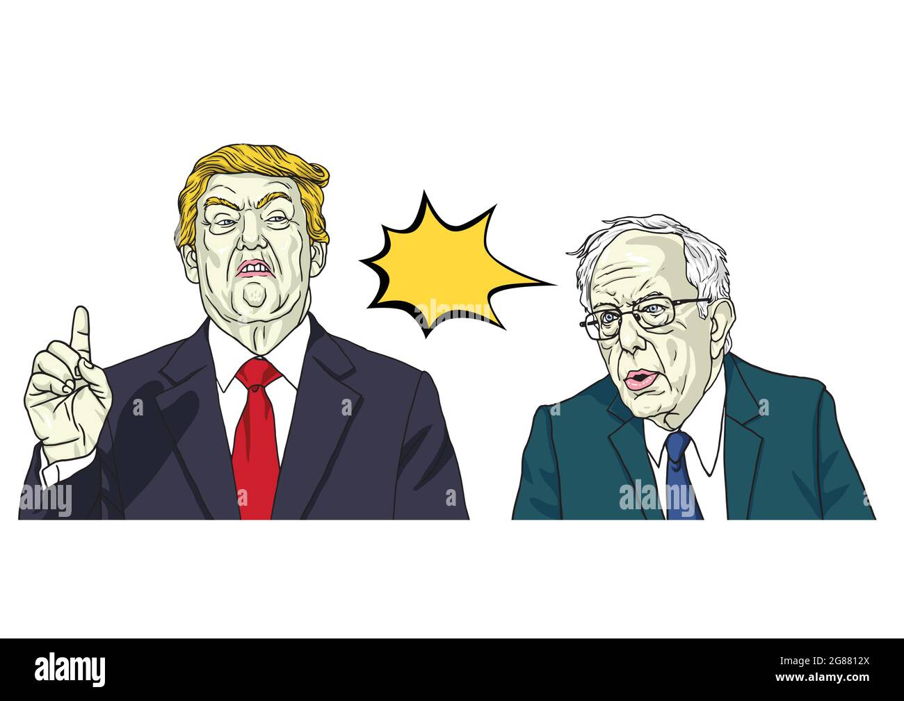 Donald Trump and Bernie Sanders. Vector Portrait Cartoon Caricature Illustration Stock Vector