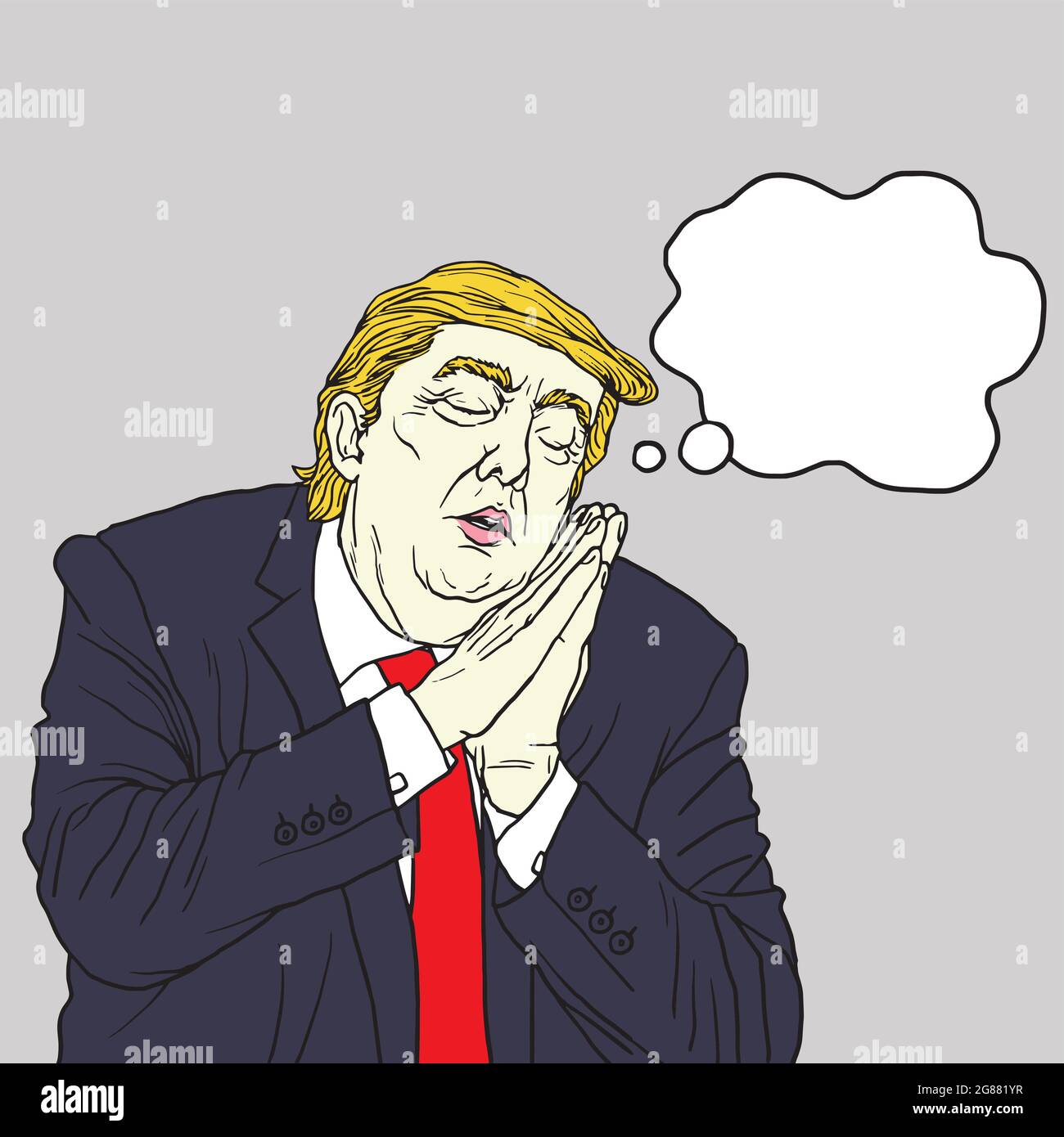 Donald Trump Sleeping. Vector Cartoon Caricature Portrait Stock Vector