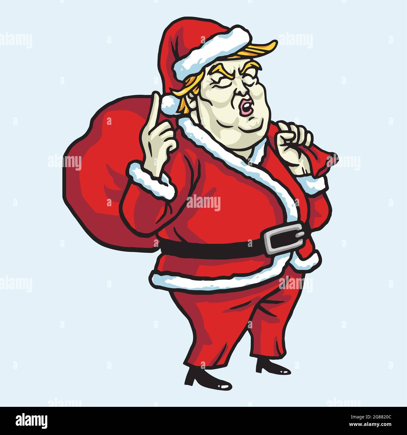 Donald Trump Wearing Santa Claus Costume. Christmas Celebration Vector Illustration Stock Vector