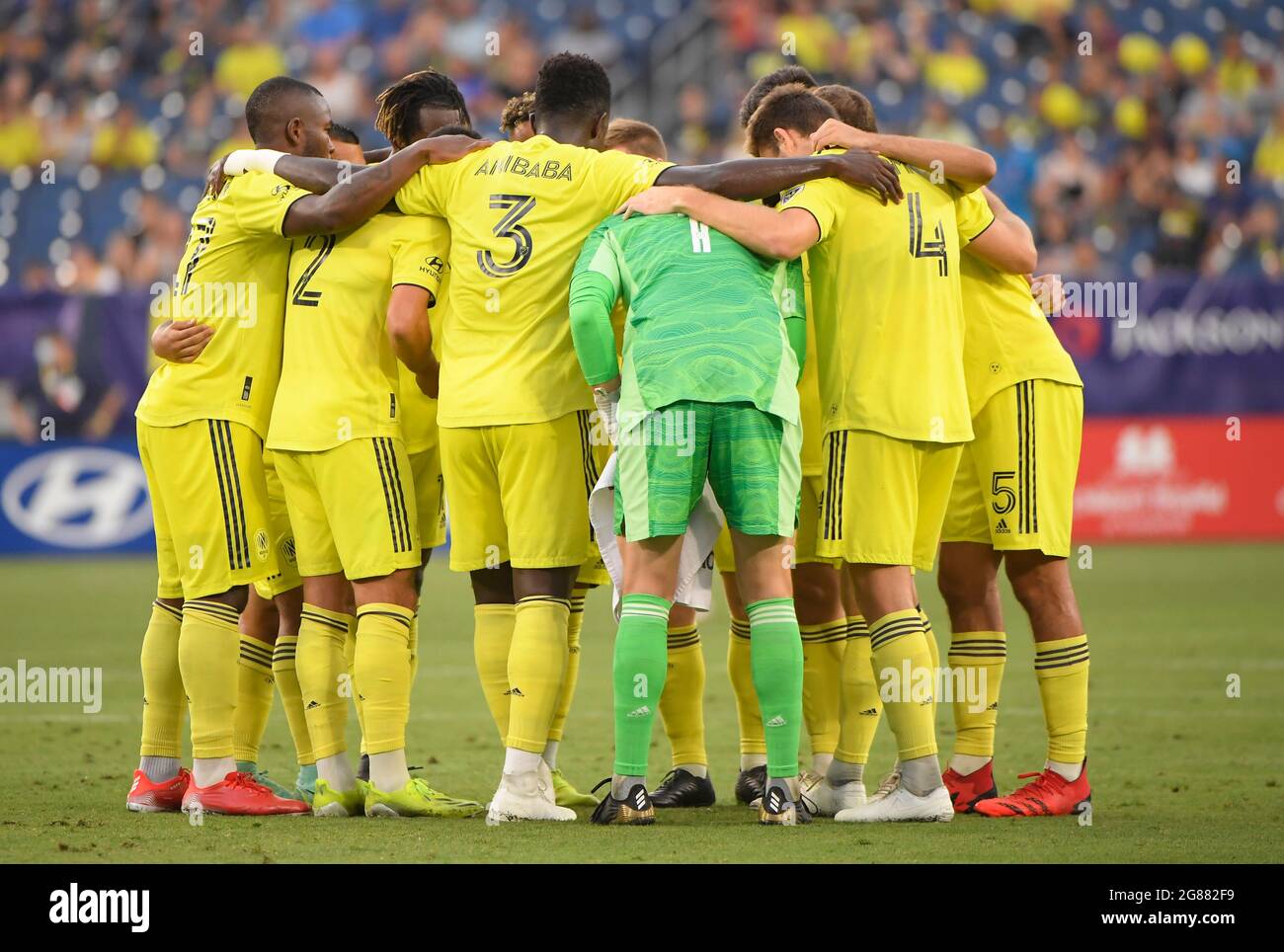 July 17, 2021: Nashville SC awaits the start of the second half during the second half of an MLS game between Chicago Fire FC and Nashville SC at Nissan Stadium in Nashville TN Steve Roberts/CSM Stock Photo