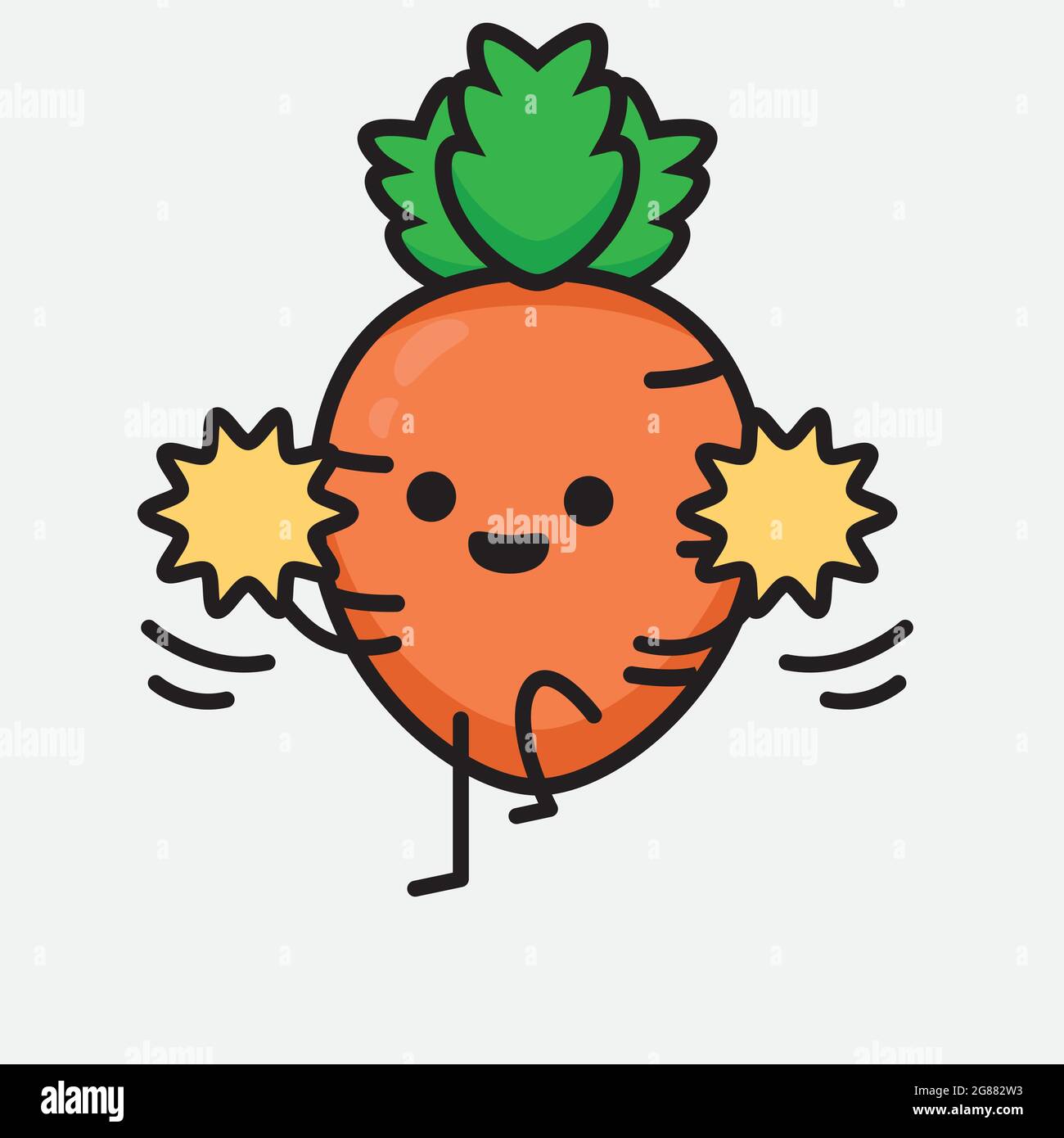 Vector Illustration of Carrot Character with cute face and simple body line  drawing on isolated background Stock Vector Image & Art - Alamy