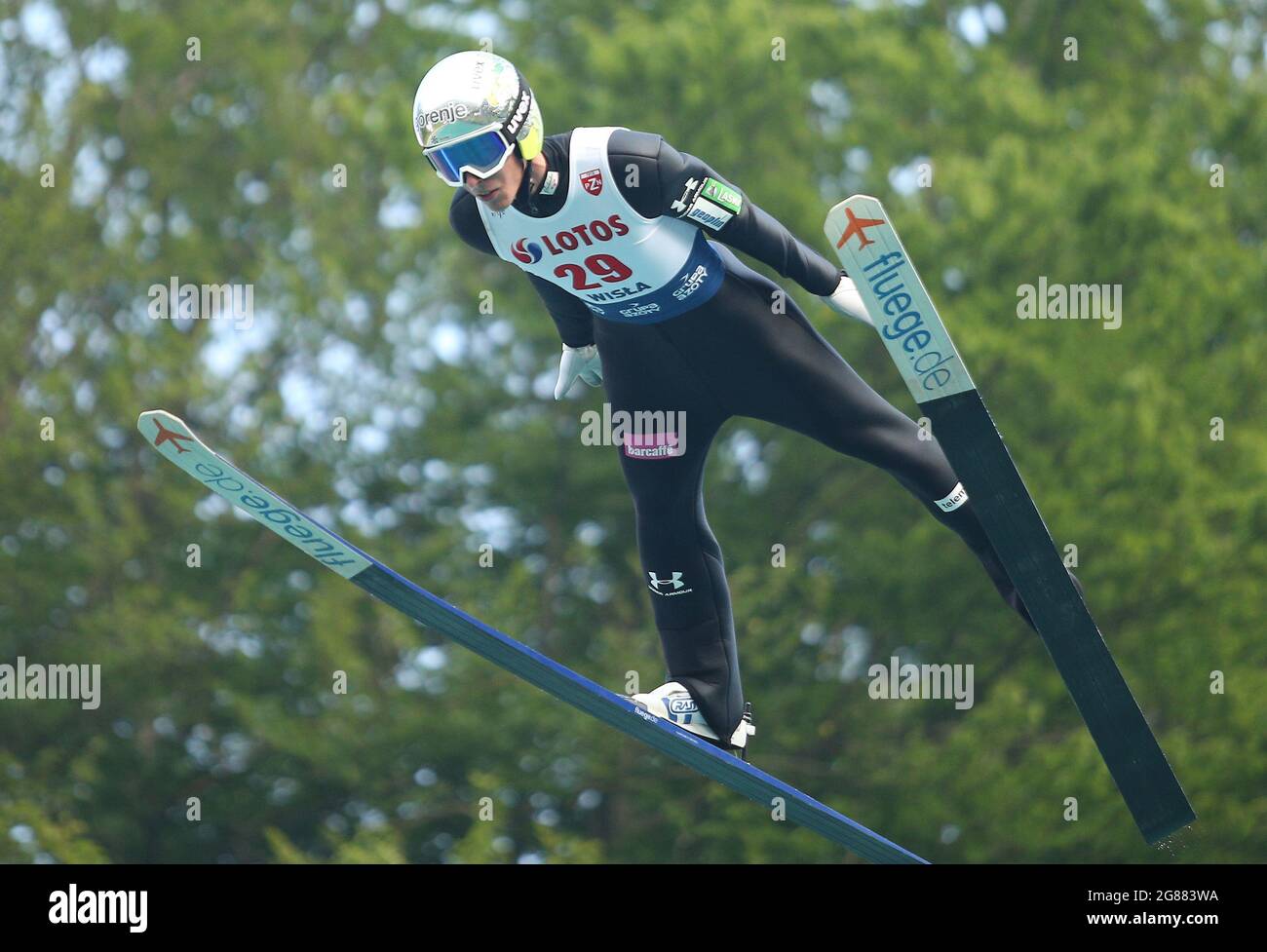 Wisla, Poland. 17th July, 2021. Timi Zajc in action during the individual  competition of the FIS Ski Jumping Summer Grand Prix in Wisla. Credit: SOPA  Images Limited/Alamy Live News Stock Photo -