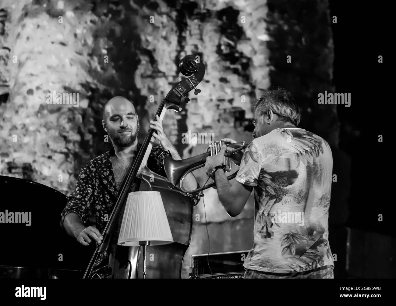 Benevento, Italy. 16th July, 2021. “Tempo di Chet” - Paolo Fresu TrioOld Roman Theather of Benevento - Italy - Paolo Fresu, Marco Badoscia (Photo by Giovanni Esposito/Pacific Press/Sipa USA) Credit: Sipa USA/Alamy Live News Stock Photo