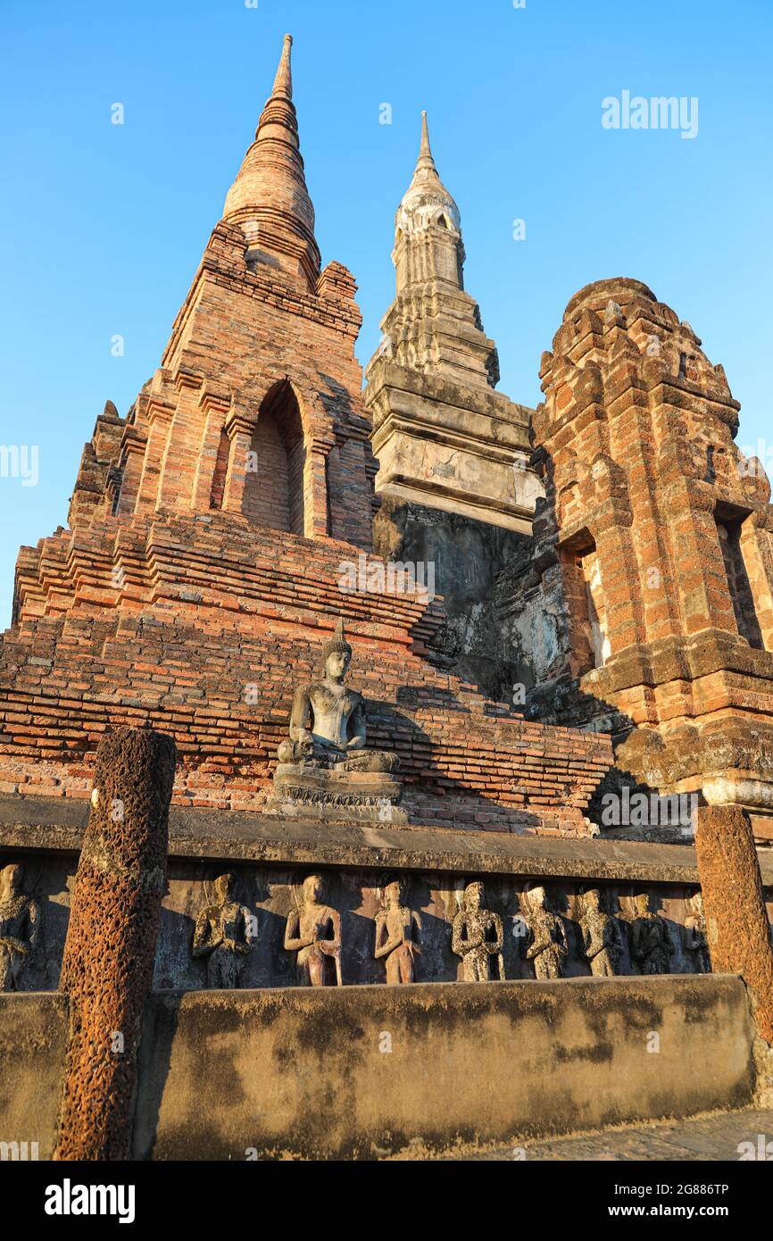 Temple structure at Wat Mahathat in Sukhothai - Thailand the former capital 13th and 14th century. Stock Photo