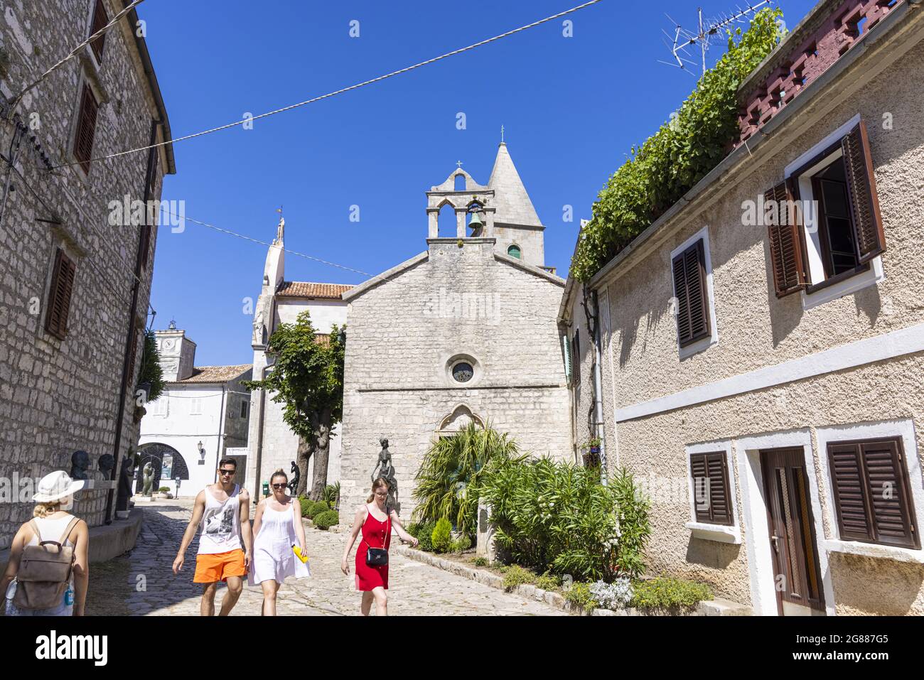 The historic old town of Osor on Cres Island, the Adriatic Sea, Croatia Stock Photo