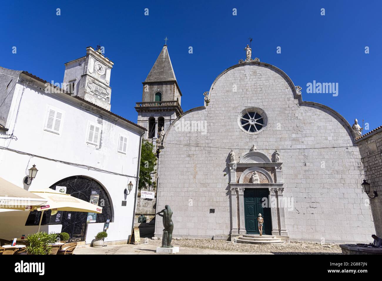The historic old town of Osor on Cres Island, the Adriatic Sea, Croatia Stock Photo