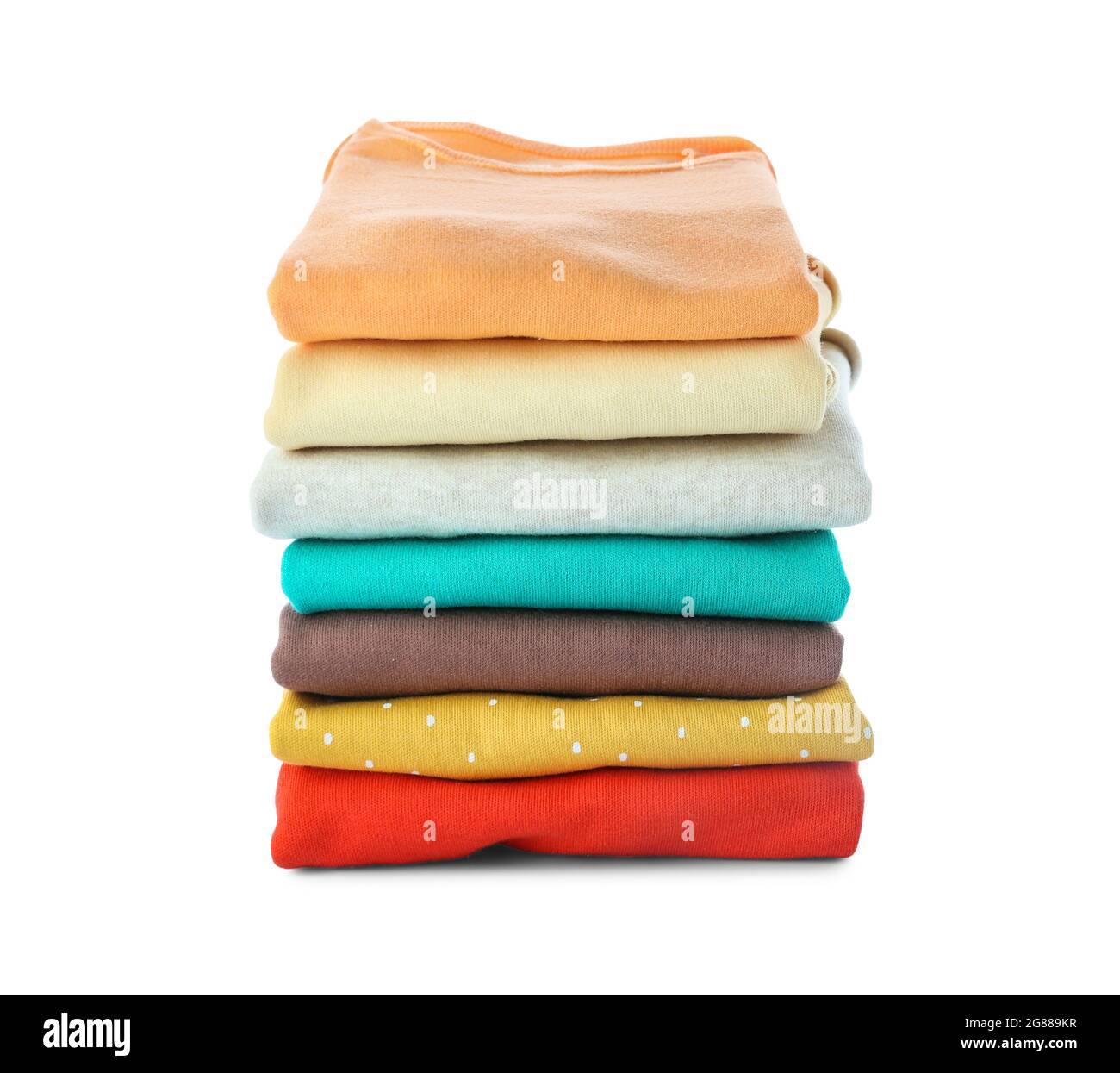 Stack of baby clothes on white background Stock Photo - Alamy