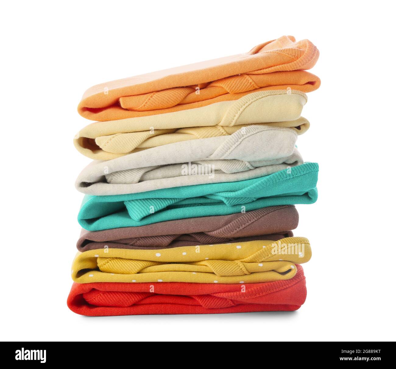 Stack of baby clothes on white background Stock Photo - Alamy