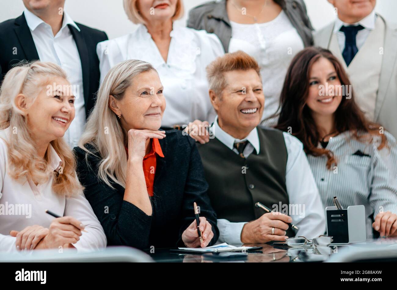 Successful businesswoman office leading group hi-res stock photography ...