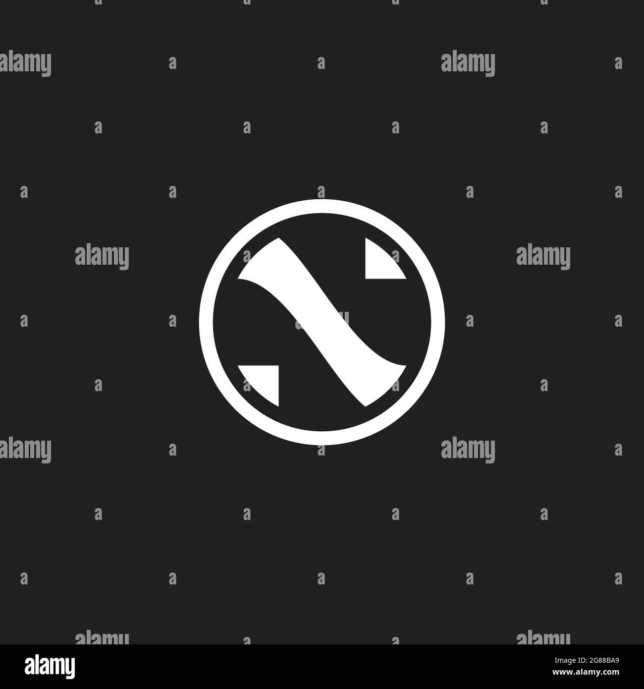 letter n circle triangle simple geometric shape logo vector Stock Vector