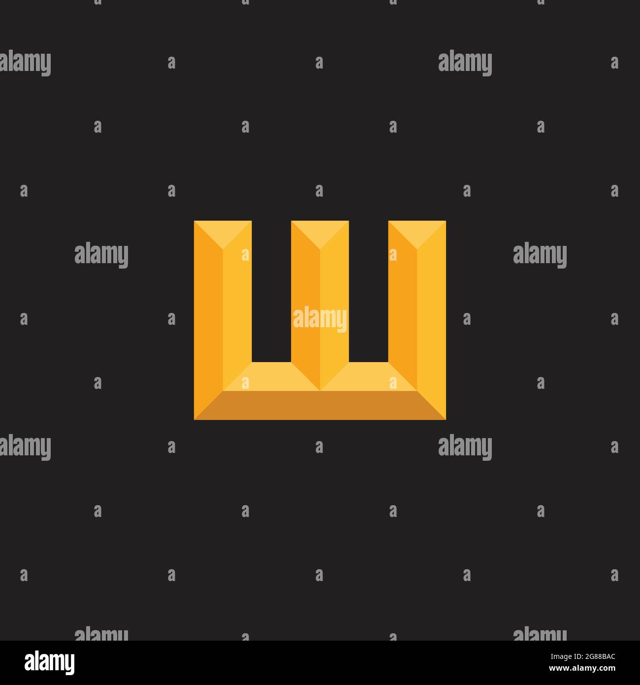 letter w pillars 3d design logo vector Stock Vector