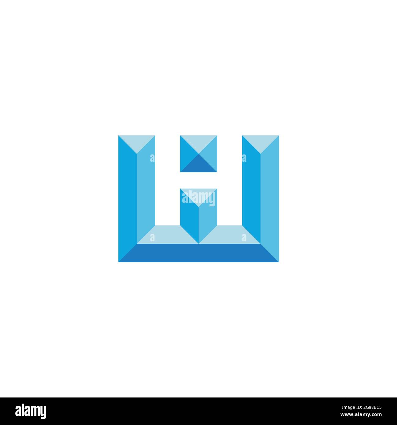 letter hw blue diamond 3d gradient logo vector Stock Vector