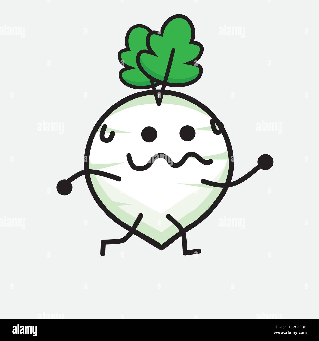 Vector Illustration of White Radish Character with cute face and simple ...