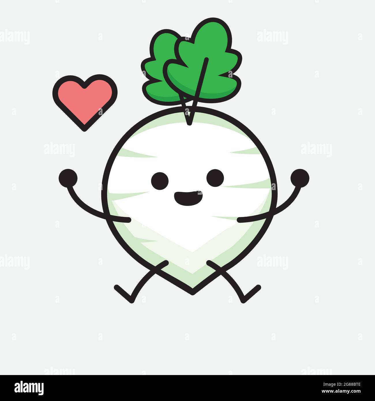 Vector Illustration of White Radish Character with cute face and simple ...