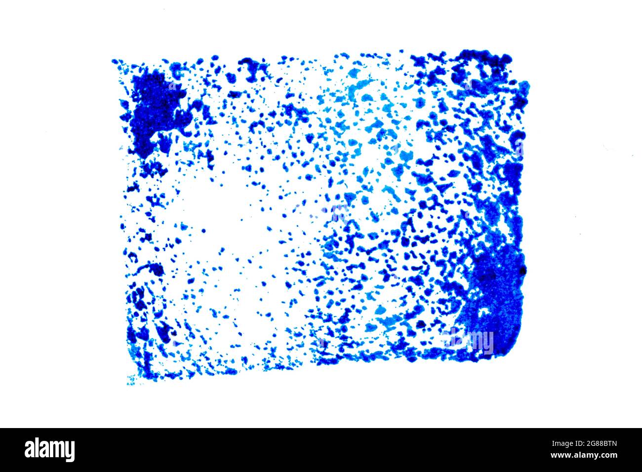 Blue color ink in square shape textured background as stamp or frame ...
