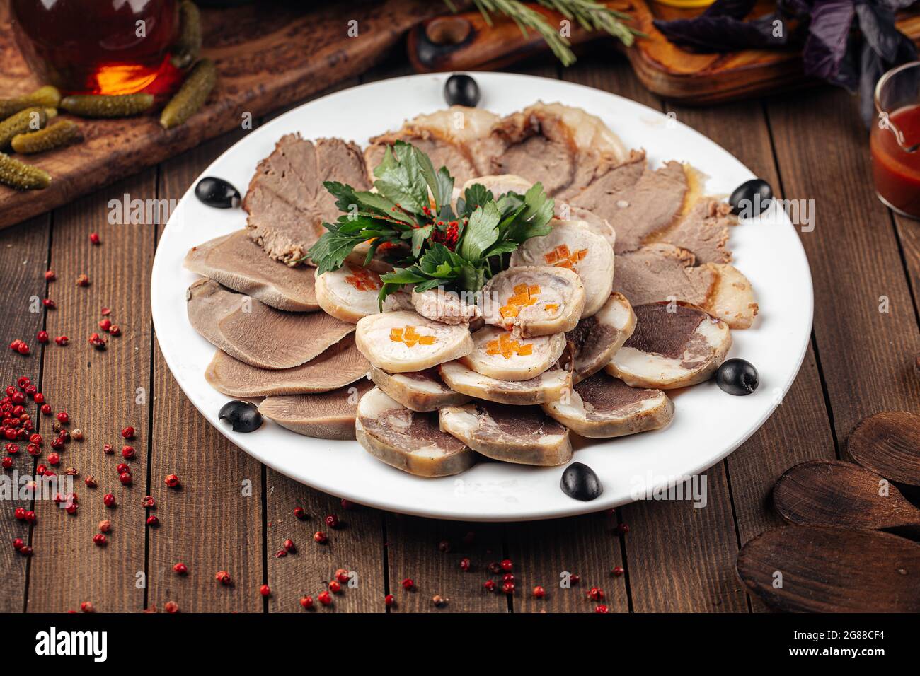 Plate Of Kazakh Horse Meat Kazy Platter Stock Photo Alamy