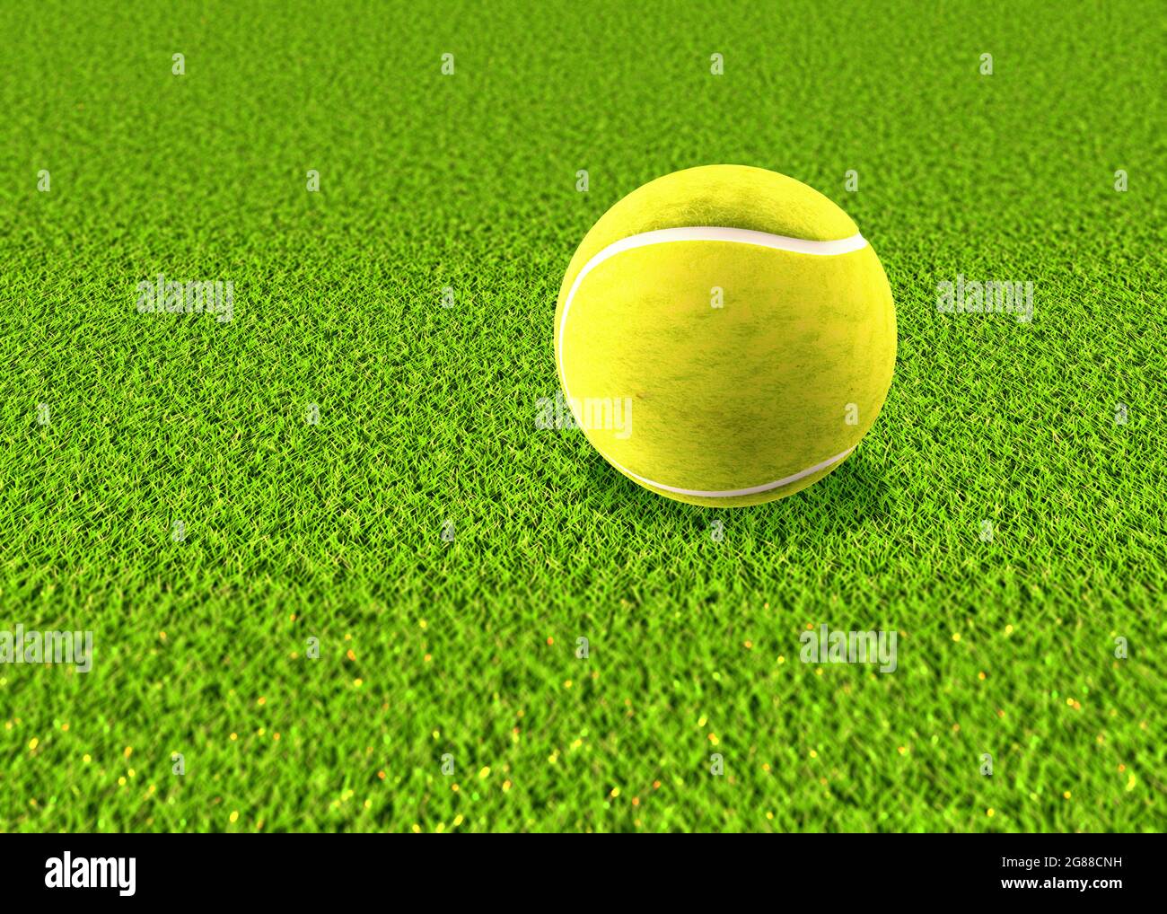 Digitally rendered tennis ball on the green grass background Stock ...