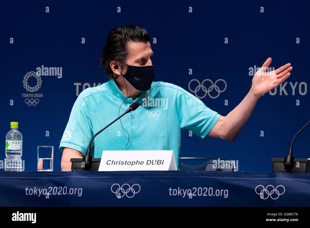 Tokyo, Japan. 18th July, 2021. International Olympic Committee's Olympic Games Executive Director Christophe Dubi attends a press conference at the Main Press Center (MPC) of Tokyo 2020 in Tokyo, Japan, July 18, 2021. Credit: Du Yu/Xinhua/Alamy Live News Stock Photo