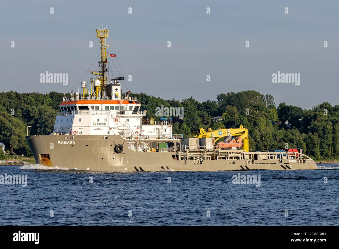 Boskalis anchor handling tug supply vessel (AHTS)  KAMARA in the Kiel Fjord Stock Photo