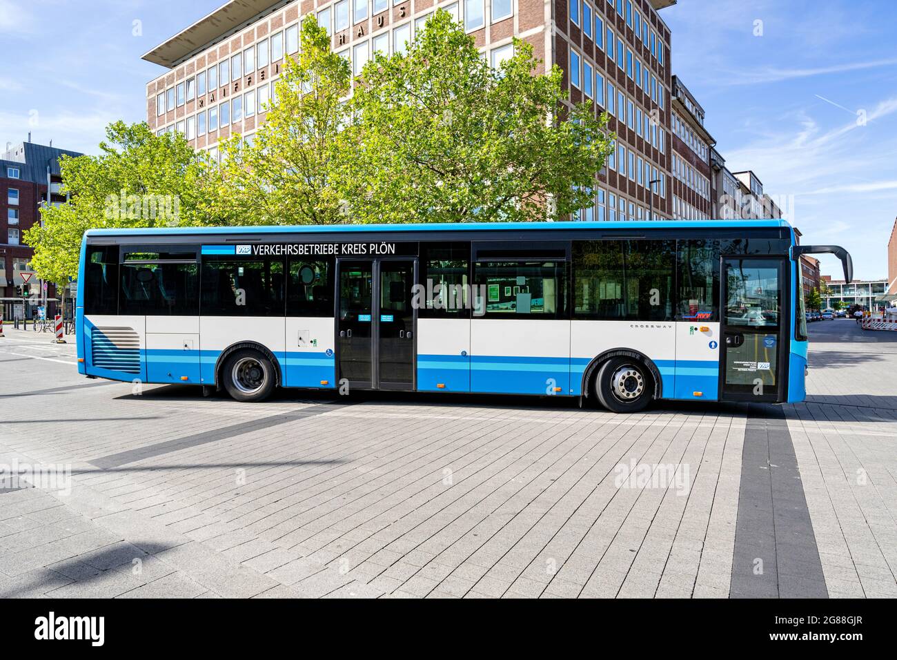 VKP Verkehrsbetriebe Kreis Plön Iveco Crossway bus in Kiel, Germany Stock Photo