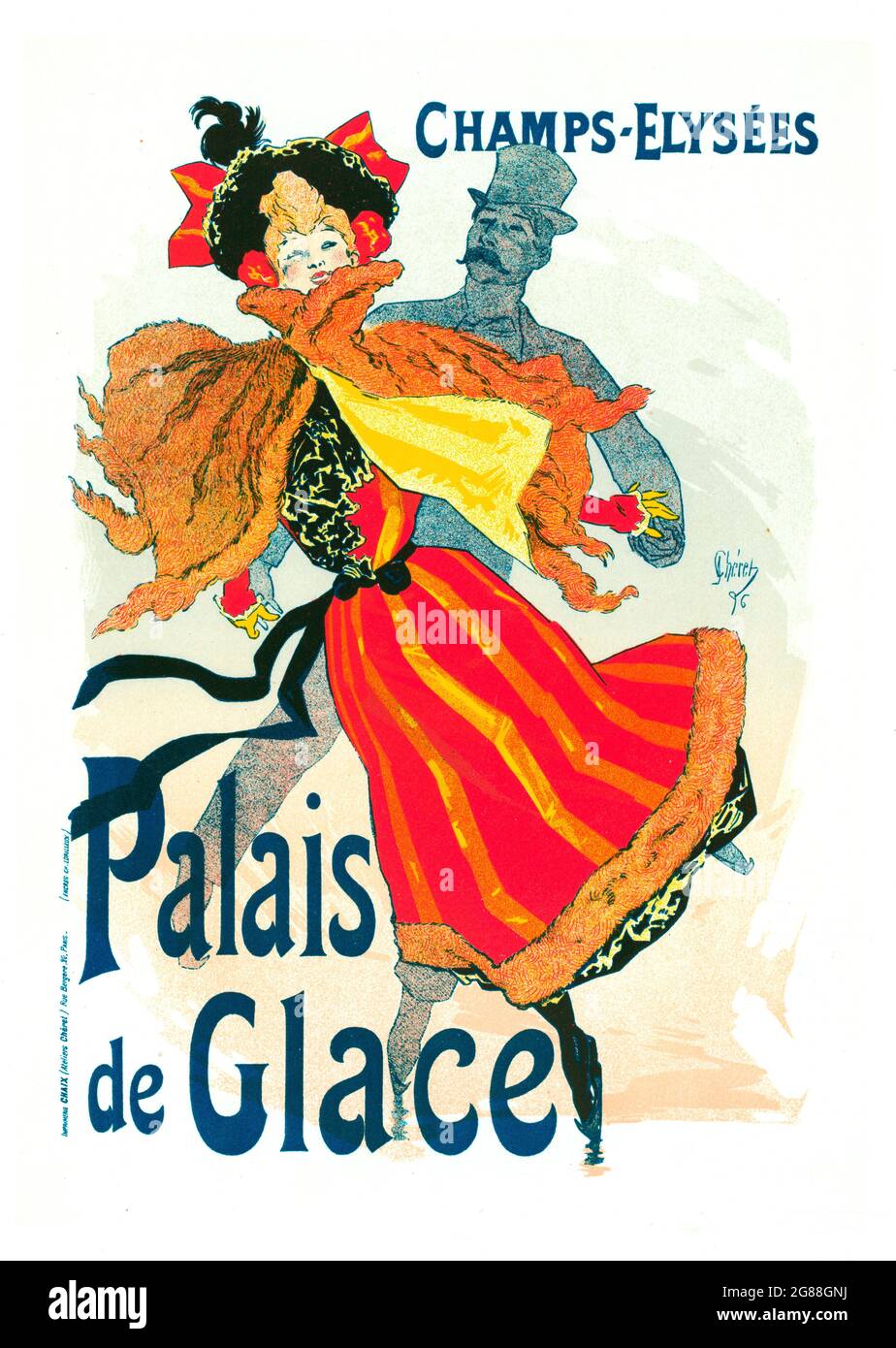 Ice Palace (French) 'Affiche Artistique' Palais de Glace Champs-Élysées. The poster artist is Jules Chéret, published in 1894. La belle époque poster Stock Photo