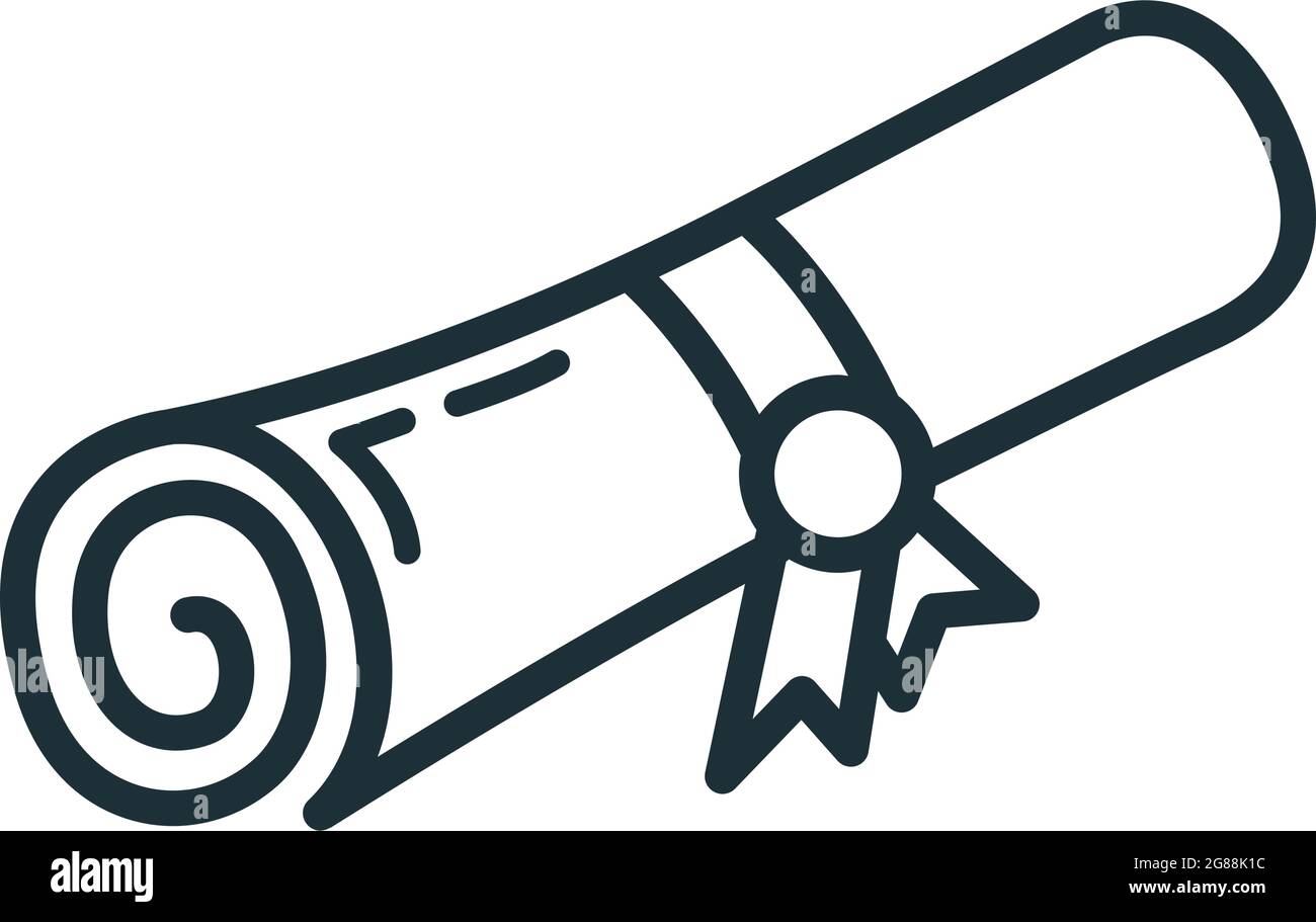 Graduate degree icon, educational institution process school, outline ...
