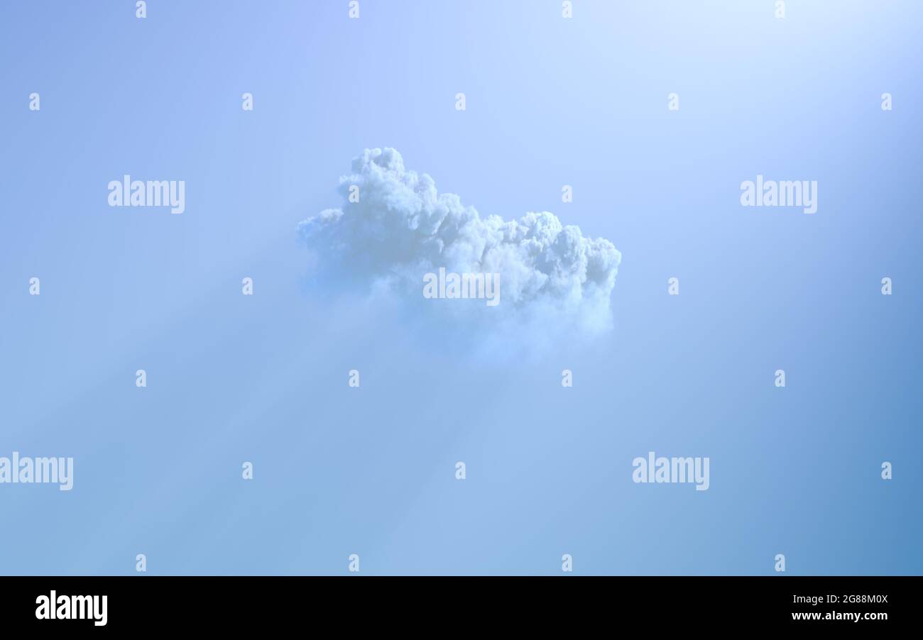 alone cloud with sun rays . concept nature 3D rendering Stock Photo - Alamy