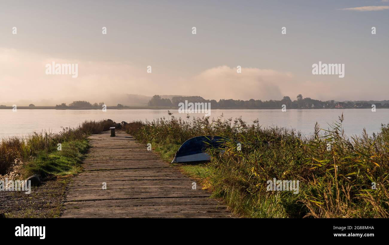 Morning dust at the coast in Kammin, Mecklenburg-Western Pomerania, Germany Stock Photo