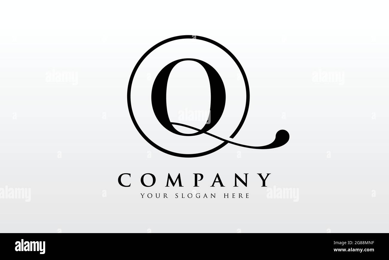 Initial Q letter Black Color with White Background Logo Design vector ...