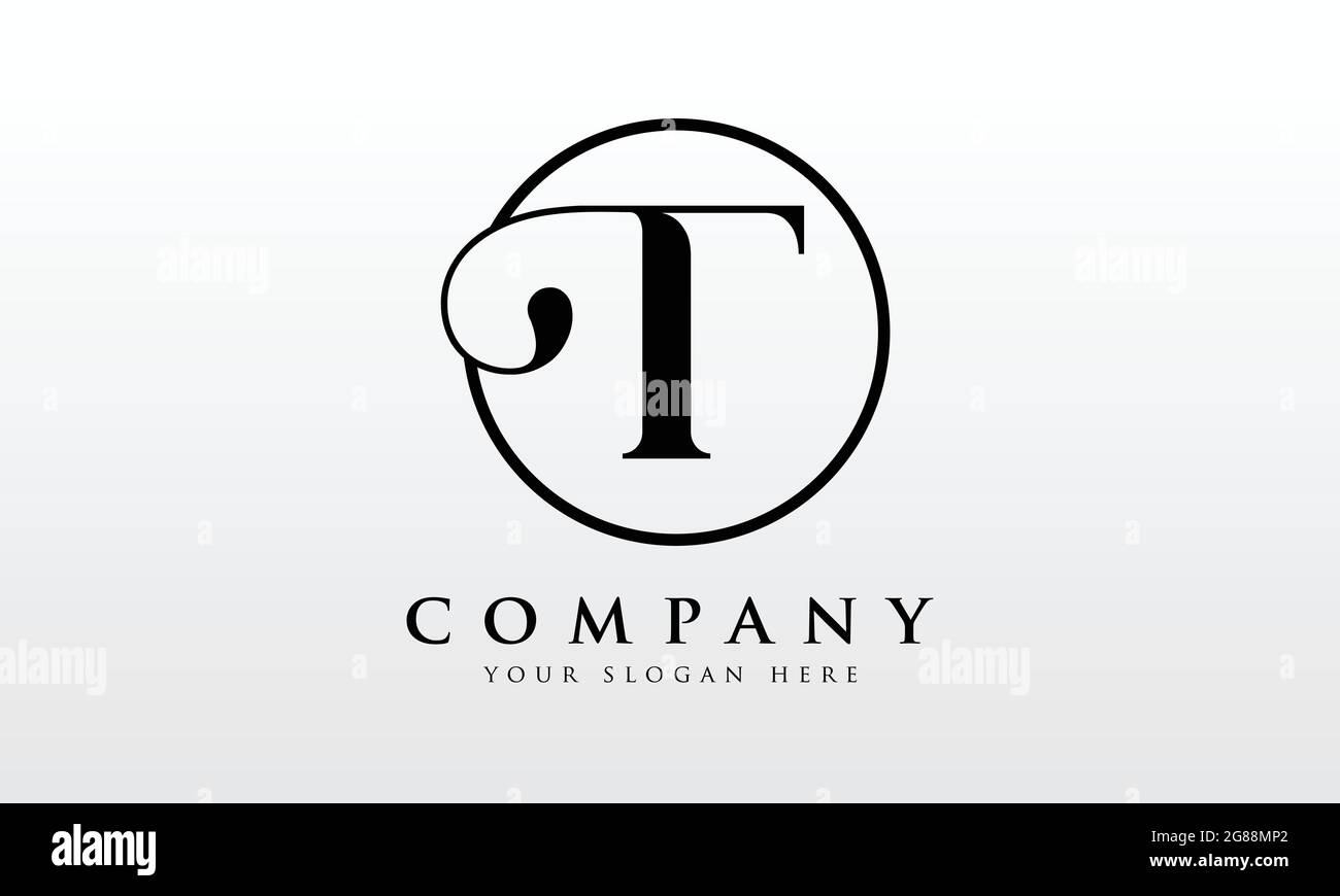 Initial T letter Black Color with White Background Logo Design vector ...